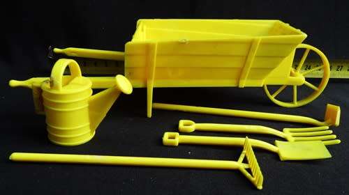 Collectable vintage hard plastic toy gardening set from 1940-50 s by Reliable toys