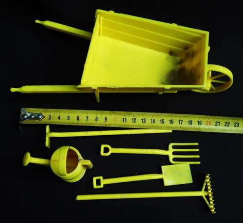 Collectable vintage hard plastic toy gardening set from 1940-50 s by Reliable toys