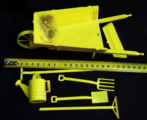 Collectable vintage hard plastic toy gardening set from 1940-50 s by Reliable toys