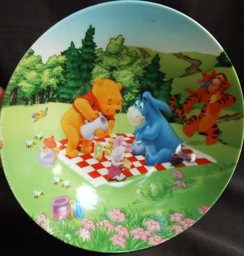 teddy bear collectable porcelain plate with Winnie the Pooh and friends