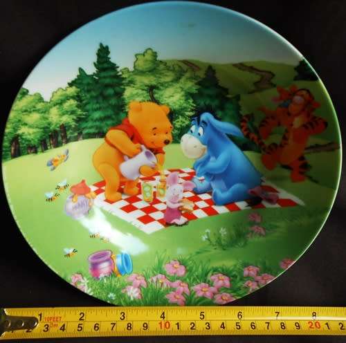 teddy bear collectable porcelain plate with Winnie the Pooh and friends