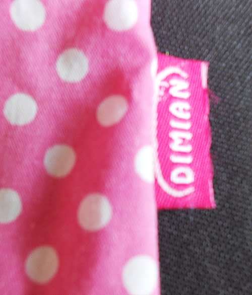 Pink polkadot dress with matching bib  made for Dimian doll