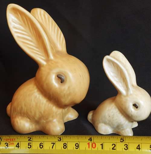 Vintage  two Sylvac Pottery Snubnose Cottontail Bunny Rabbits no damage