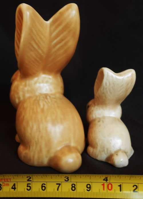 Vintage  two Sylvac Pottery Snubnose Cottontail Bunny Rabbits no damage