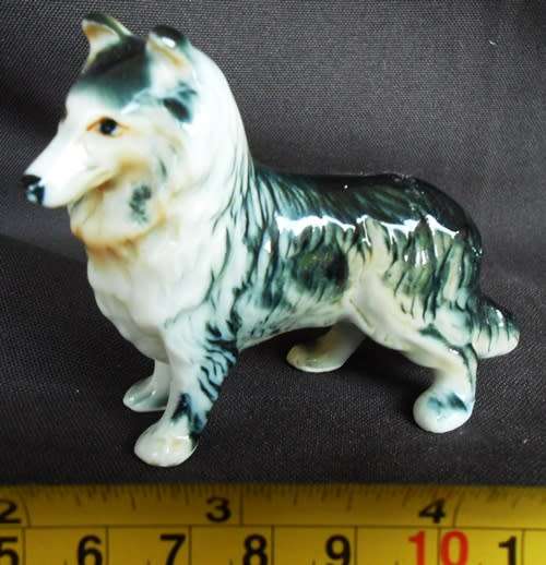 vintage porcelain collie dog figurine handpainted