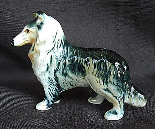 vintage porcelain collie dog figurine handpainted