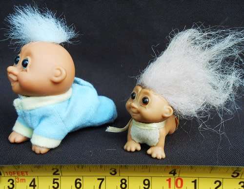 vintage Troll Doll  two crawling baby troll dolls