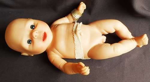 vintage anatomically correct newborn baby  boy doll 33cm