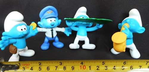 Collectible Smurf Figures By Peyo made for McDonalds toys Four Figures