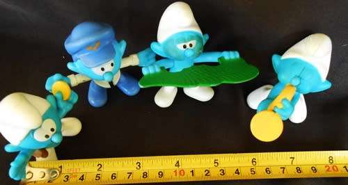 Collectible Smurf Figures By Peyo made for McDonalds toys Four Figures