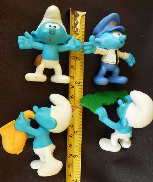 Collectible Smurf Figures By Peyo made for McDonalds toys Four Figures