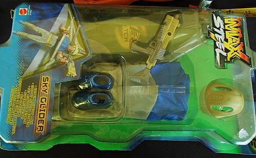 Collectable 1998 Mattel Max steel 12` Articulated Male Doll Action Figure with sky glider pack