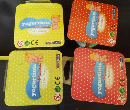 Collectible  small dolls Yogurtini Piccolini with diaper in yogurt tub 4 dolls set  N I P