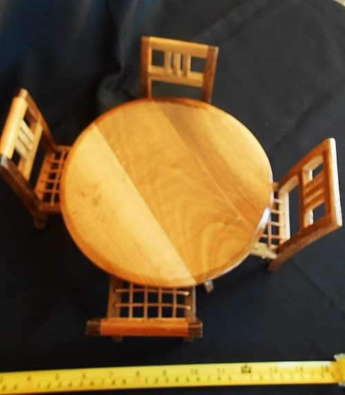 Collectable Well Made Doll Furniture Round Table withFour Chairs Barbie Sized