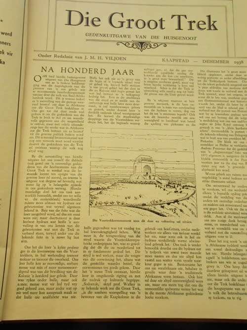 Groot Trek Gedenkuitgawe tot die Huisgenoot Des 1938