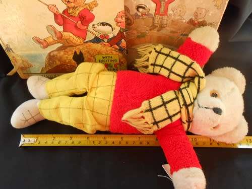 vintage collectable Teddy bear, Rupert the Bear with two Rupert story books