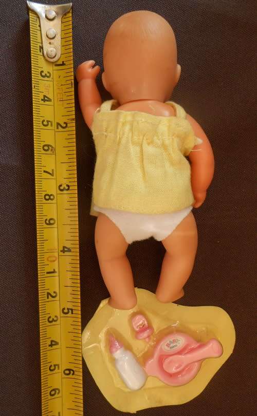 collectable mini baby doll by Simba with Zapf mini Baby Born accessories