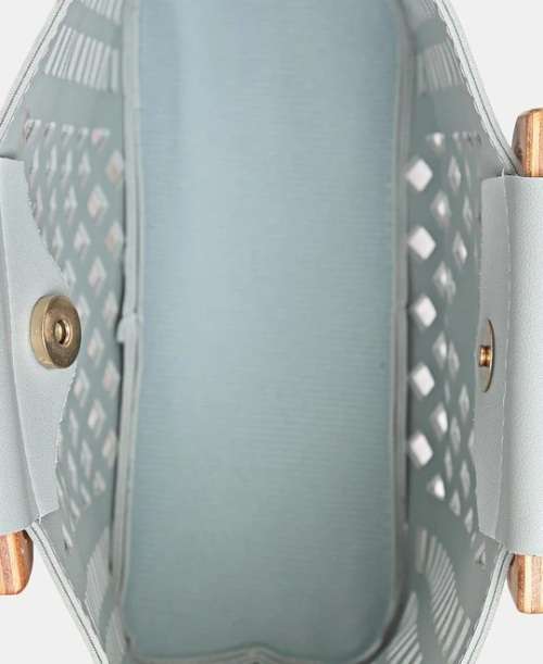 2 PIECE LAZER CUT TOTE BAG - LIGHT BLUE