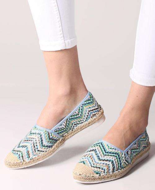 Printed Espadrille Pumps - Blue