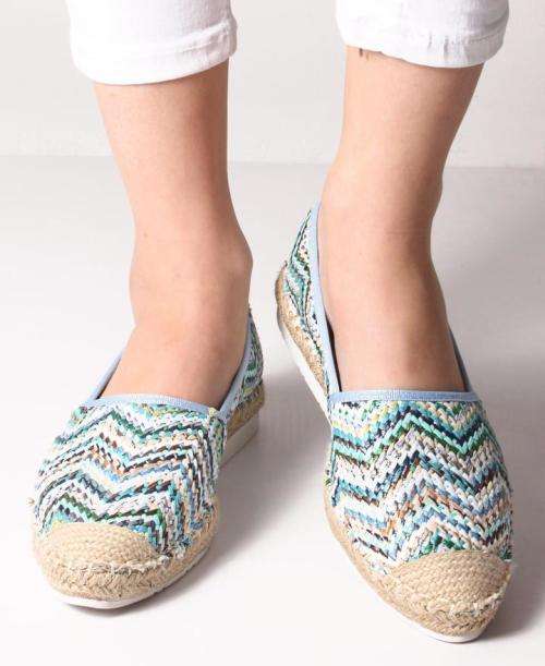 Printed Espadrille Pumps - Blue