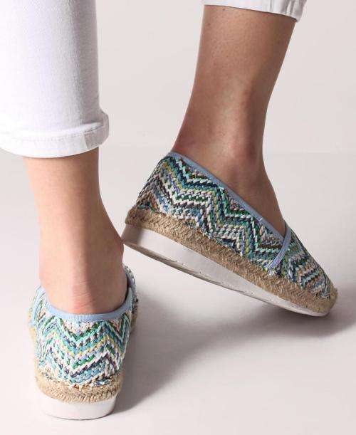 Printed Espadrille Pumps - Blue