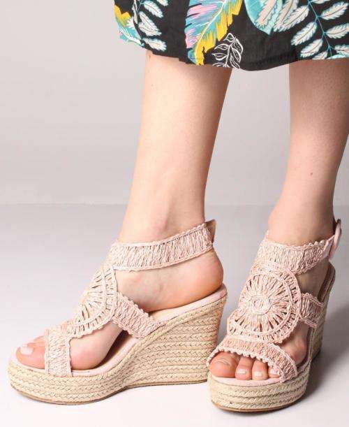 Espadrille Wedge Sandals - Pink