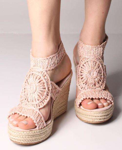 Espadrille Wedge Sandals - Pink