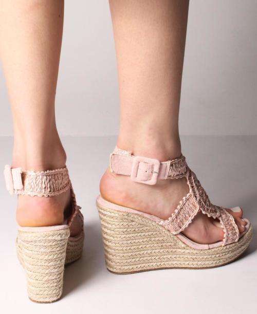 Espadrille Wedge Sandals - Pink