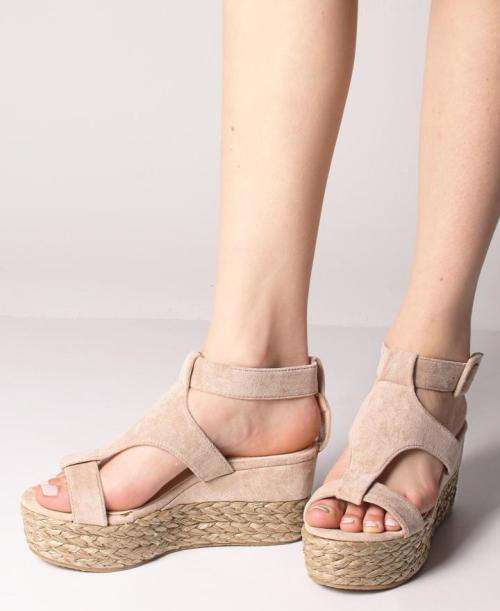 Espadrille Wedge Sandals - Beige