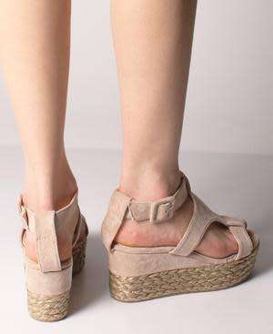 Espadrille Wedge Sandals - Beige