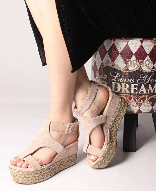 Espadrille Wedge Sandals - Beige