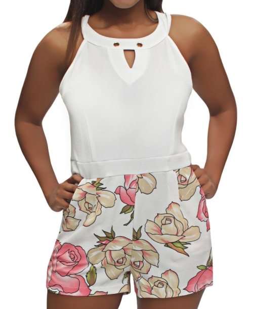 Floral Jumpsuits White)