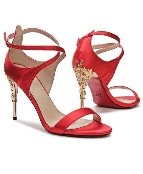 Tiffany Stiletto Ankle Strap High Heel Red