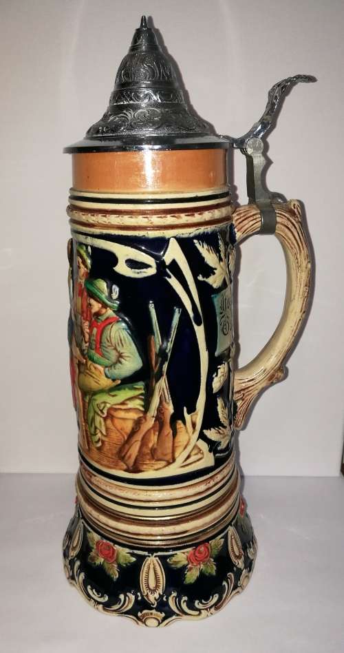 German Beer Stein lidded beer tankard