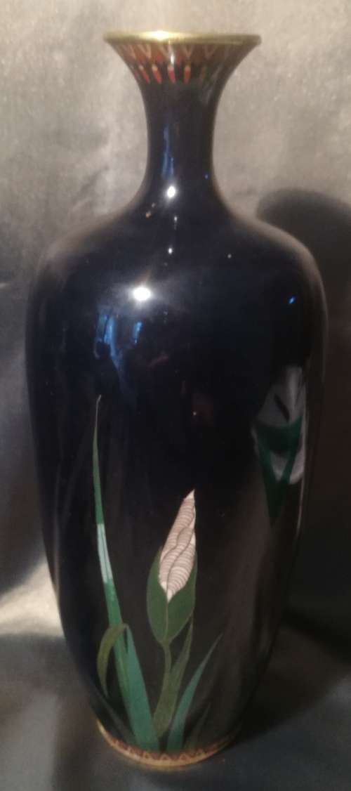 Japanese Meiji Cloisonne  Vases depicting Cranes