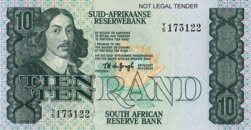 TW de Jongh 4th Issue R10 Replacement Note Y5 Uncirculated