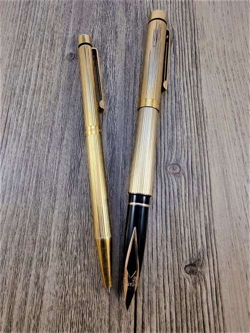 Vintage Pen Sale #3. Sheaffer Targa Gold Plated Fountain Pen and Ballpoint Set