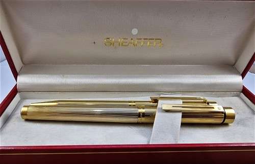 Vintage Pen Sale #3. Sheaffer Targa Gold Plated Fountain Pen and Ballpoint Set