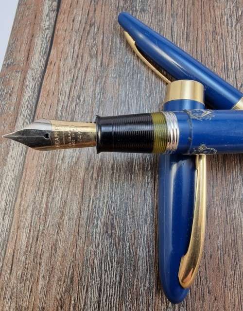 Vintage Pen Sale #8. Sheaffer Touchdown Fountain Pen and Pencil Set. Blue