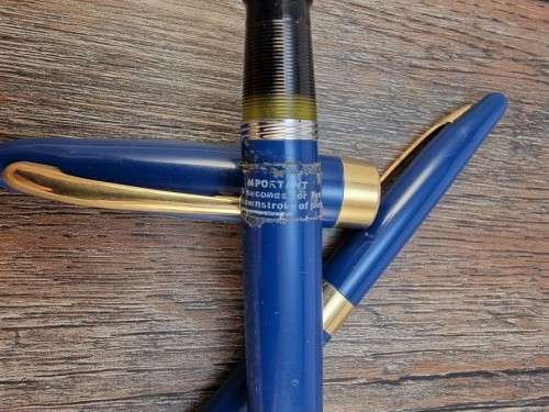 Vintage Pen Sale #8. Sheaffer Touchdown Fountain Pen and Pencil Set. Blue
