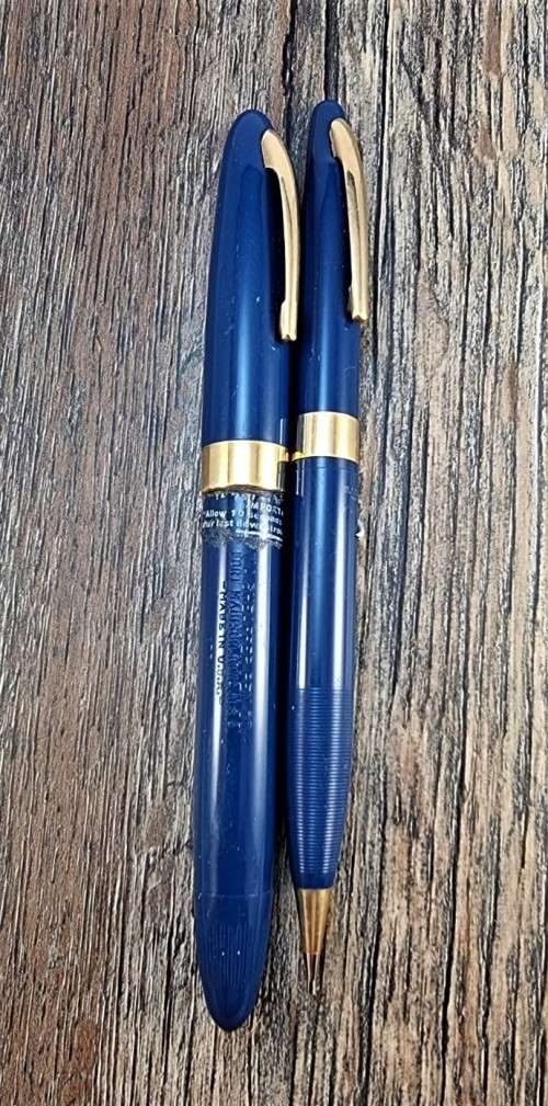 Vintage Pen Sale #8. Sheaffer Touchdown Fountain Pen and Pencil Set. Blue