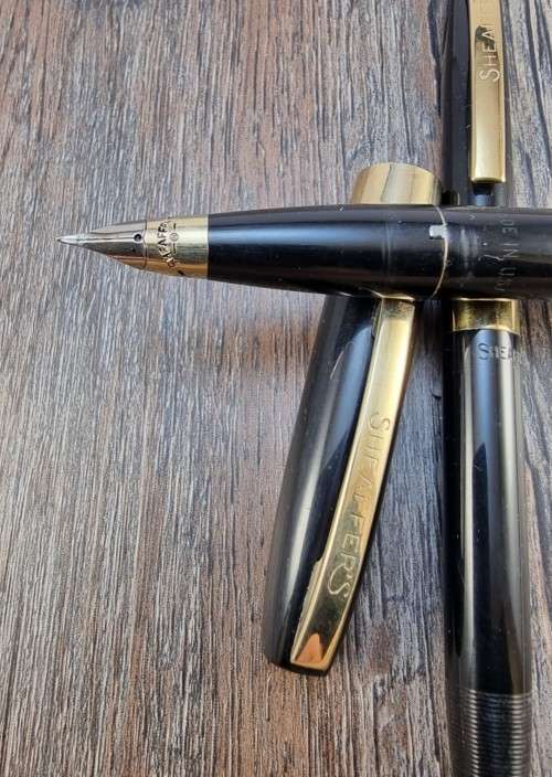 Vintage Pen Sale #9. Sheaffer Touchdown Fountain Pen and Pencil Set. Black
