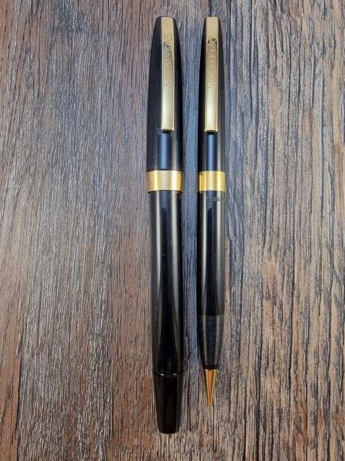 Vintage Pen Sale #9. Sheaffer Touchdown Fountain Pen and Pencil Set. Black