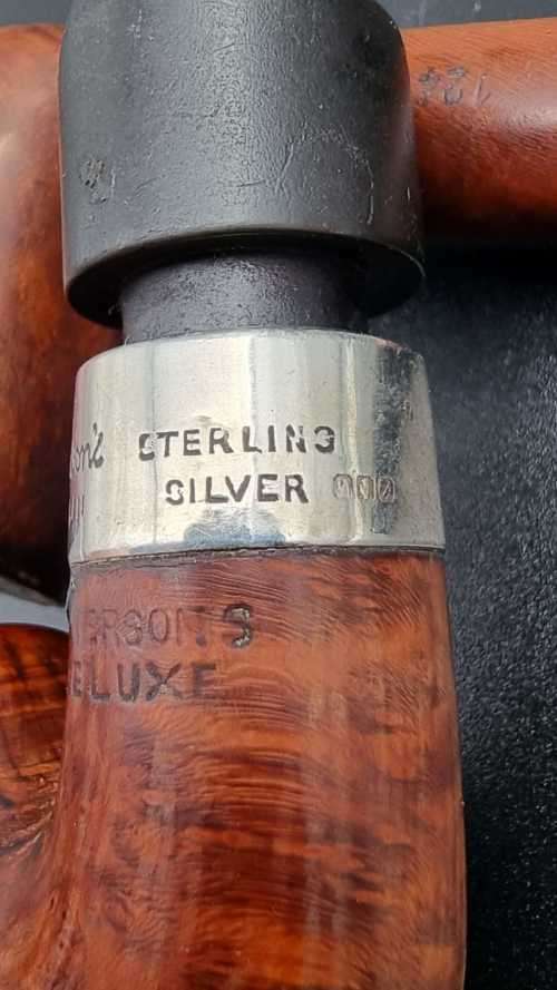 3 Wooden Smoking Pipes. One with Silver collar.