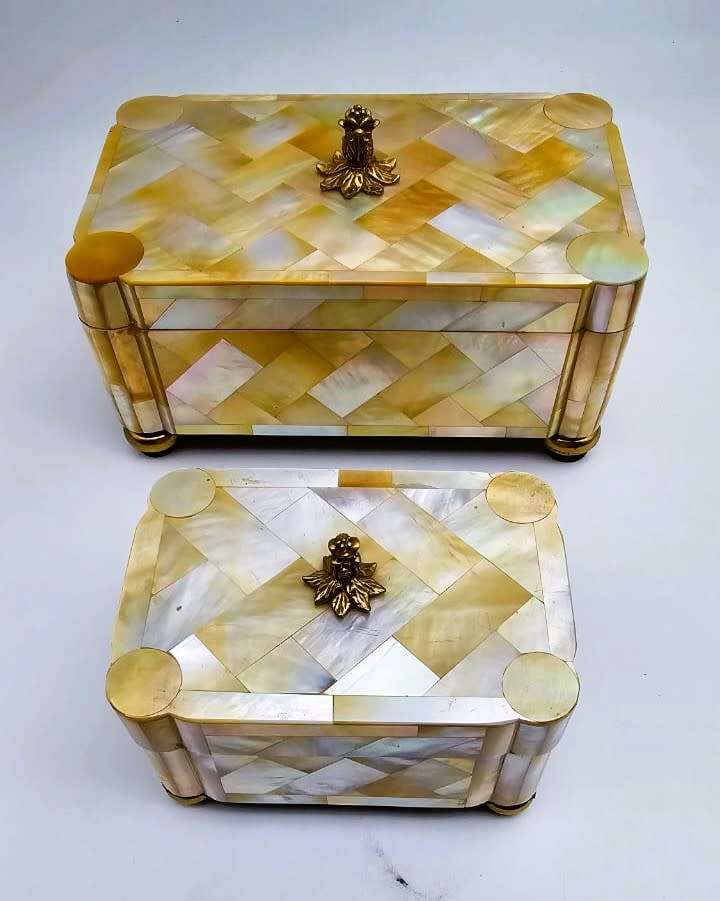 Antique Mother Of Pearl and Walnut Jewellery Boxes