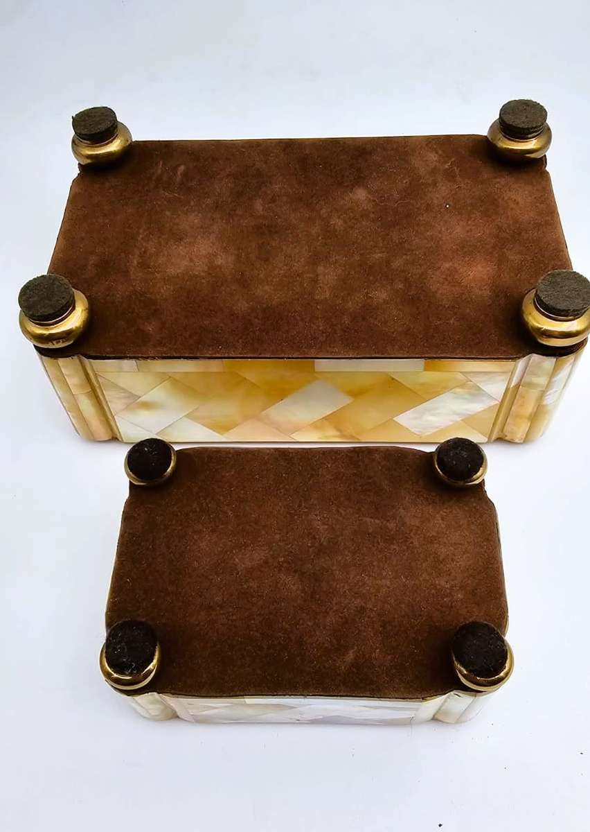 Antique Mother Of Pearl and Walnut Jewellery Boxes