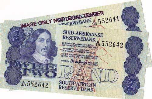 TW DE JONGH 4TH ISSUE 2 X R2 A38 SEQ NO UNC. BID PER NOTE.