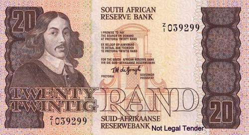 TW de Jongh 4th Issue R20 Replacement Note Z1 UNCIRCULATED.