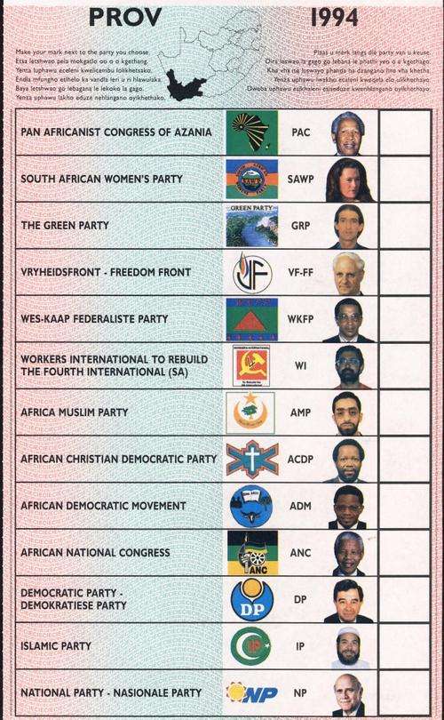 The original 1994 Election Ballot paper!!!