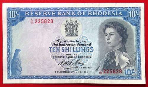Rhodesia 10 Shillings Banknote 1966